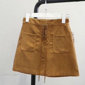Lace up mini skirt